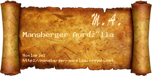 Mansberger Aurélia névjegykártya
